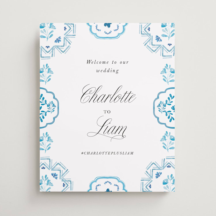 "Almafi" - Welcome Signs in Cerulean by Itsy Belle Studio - Front