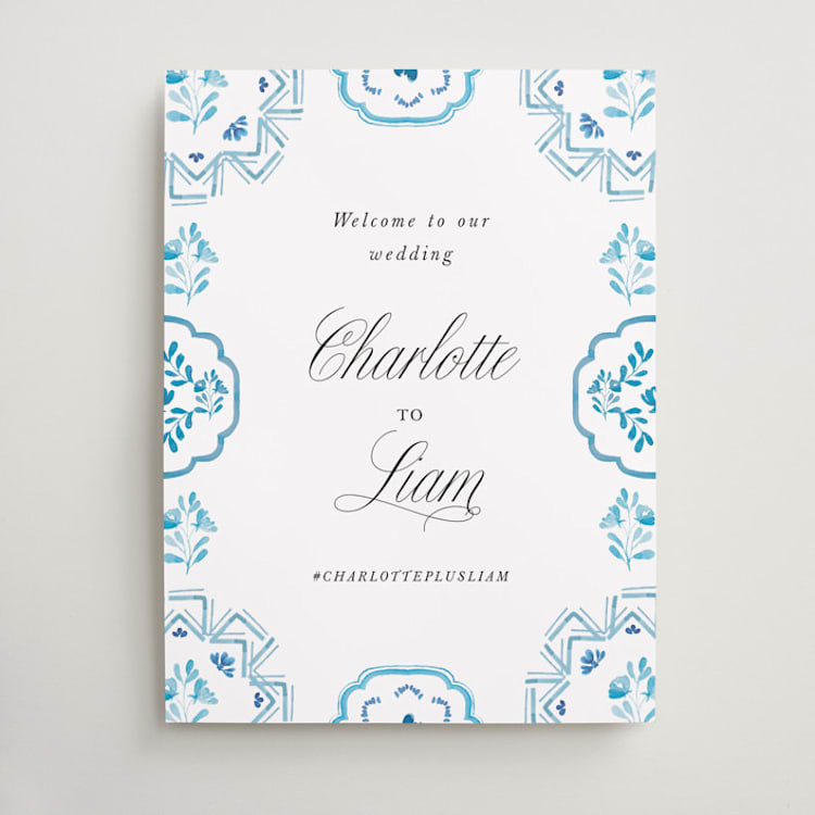 "Almafi" - Welcome Signs in Cerulean by Itsy Belle Studio - Front