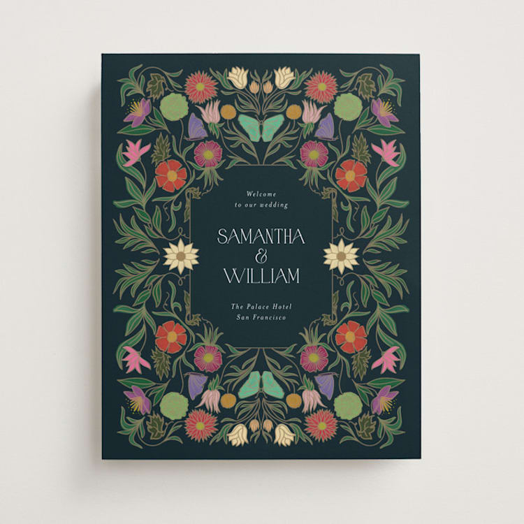 "Gilded Tapestry" - Welcome Signs in Midnight Garden by Simona Camp - Front