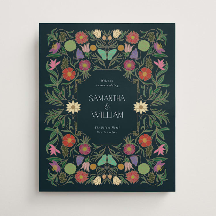 "Gilded Tapestry" - Welcome Signs in Midnight Garden by Simona Camp - Front
