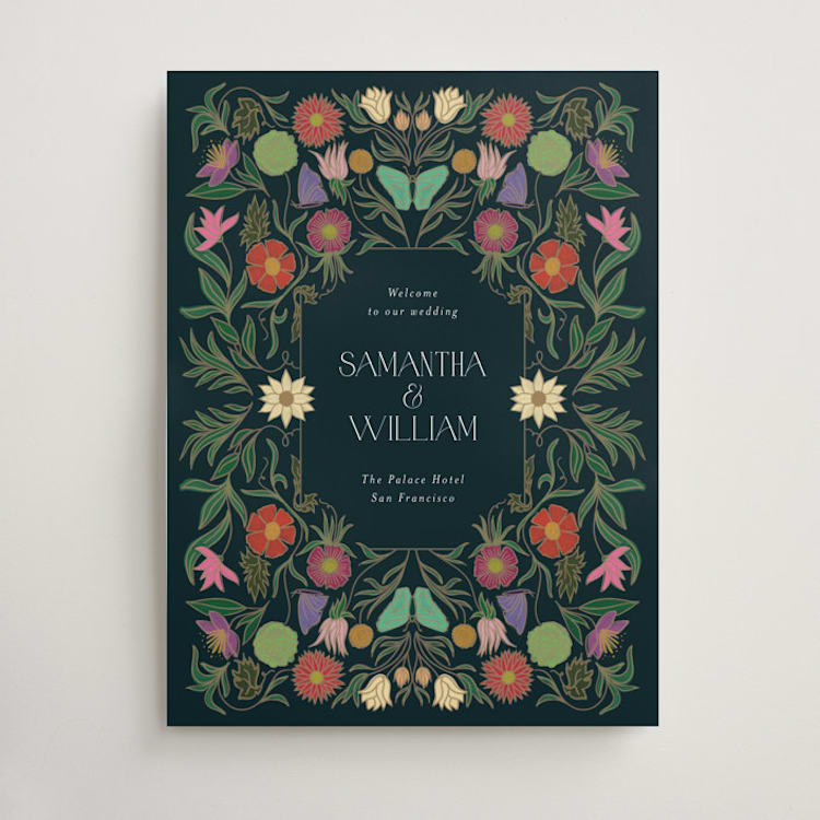 "Gilded Tapestry" - Welcome Signs in Midnight Garden by Simona Camp - Front