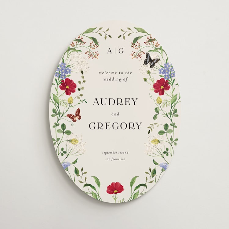 "Wild meadow" - Welcome Signs in Chiffon by Sarah Knight - Front