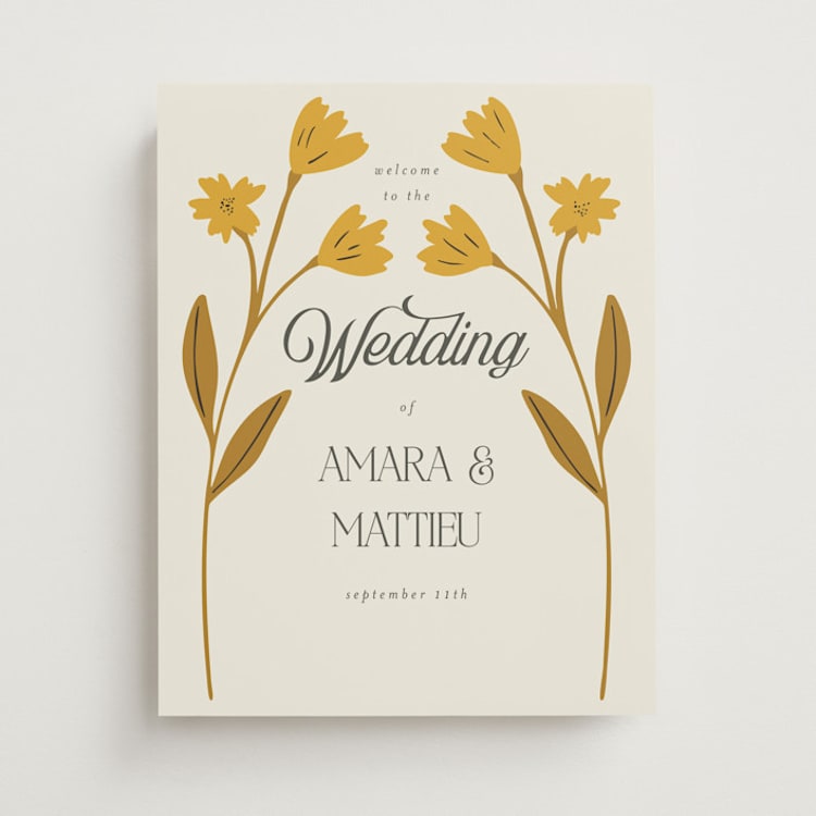 "Vintage Wildflowers" - Welcome Signs in Yolk by Morgan Kendall - Front