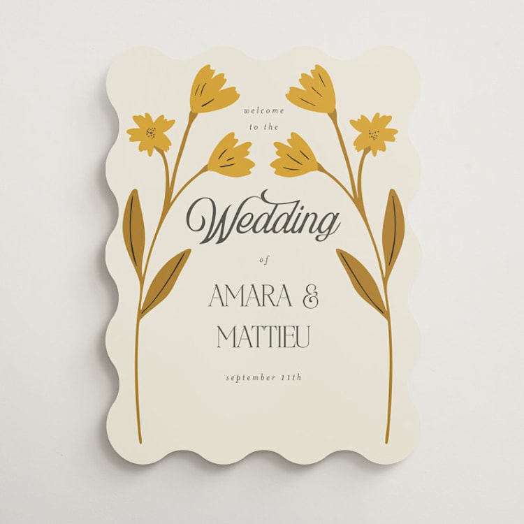"Vintage Wildflowers" - Welcome Signs in Yolk by Morgan Kendall - Front