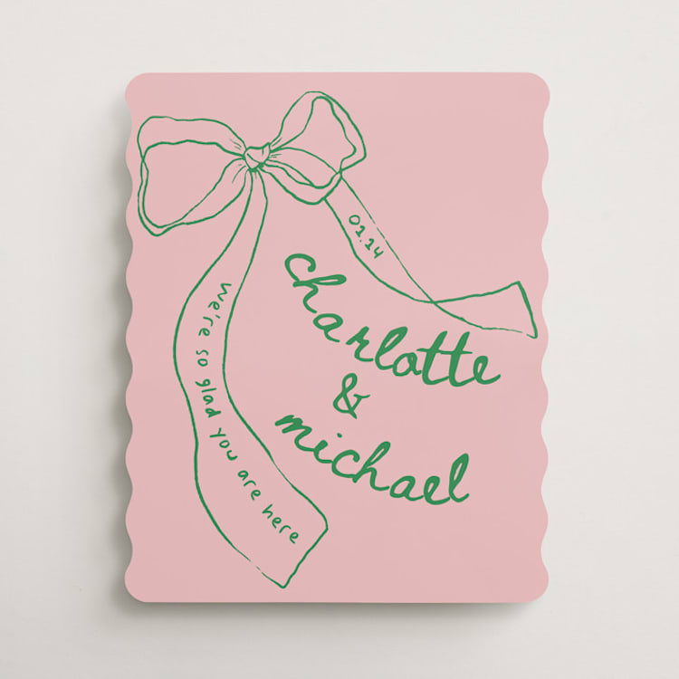"Just the ribbon" - Welcome Signs in Strawberry by Vera Lim - Front