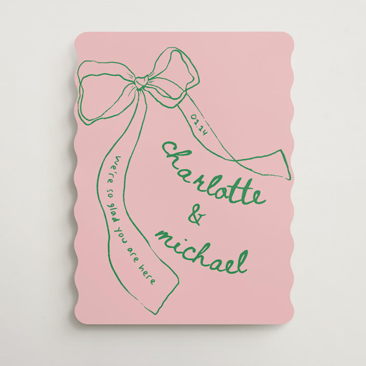 "Just the ribbon" - Welcome Signs in Strawberry by Vera Lim - Front