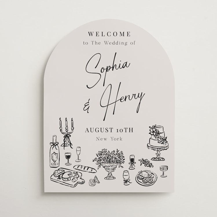 "Modern Sketch" - Welcome Signs in Noir by Elly - Front