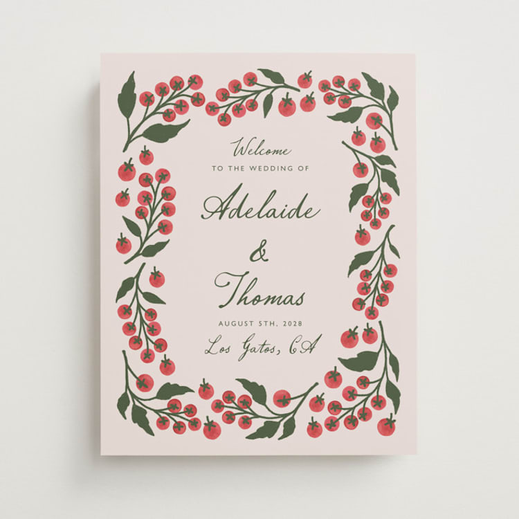 "Cherry Tomatoes" - Welcome Signs in Tomato by Katharine Watson - Front