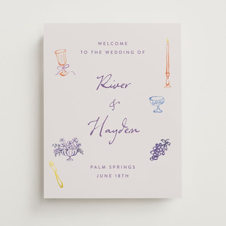 "tablescape drawing" - Welcome Signs in Hydrangea by Cass Loh - Front