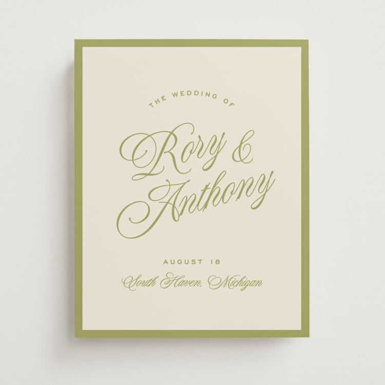 "rory" - Welcome Signs in Olive by Ellen Schlegelmilch - Front
