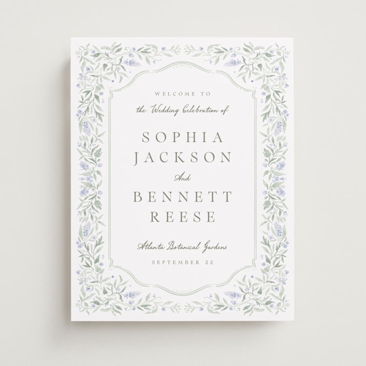 "Delicate Vines" - Welcome Signs in Periwinkle by Kristen Smith - Front