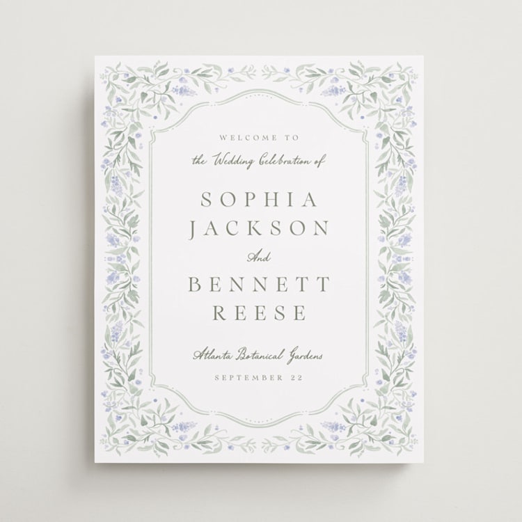 "Delicate Vines" - Welcome Signs in Periwinkle by Kristen Smith - Front
