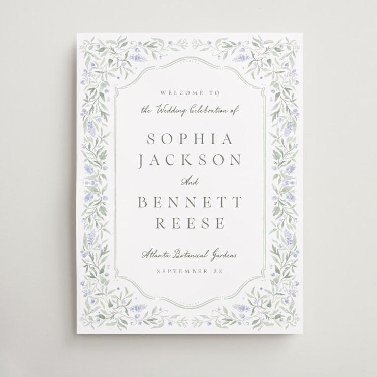 "Delicate Vines" - Welcome Signs in Periwinkle by Kristen Smith - Front