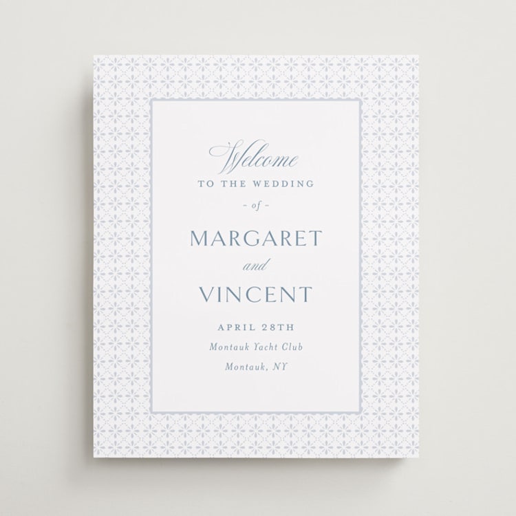 "Coastal Charm" - Welcome Signs in Dusty Blue by Jennifer Postorino - Front