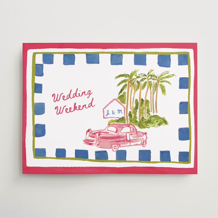 "Retro Palm Springs" - Welcome Signs in Cerise by The Fig Studio - Front
