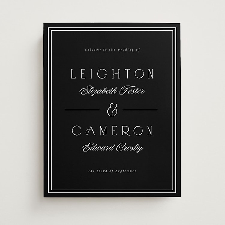 "Black Tie" - Welcome Signs in Onyx by Emily Sabol Goss - Front