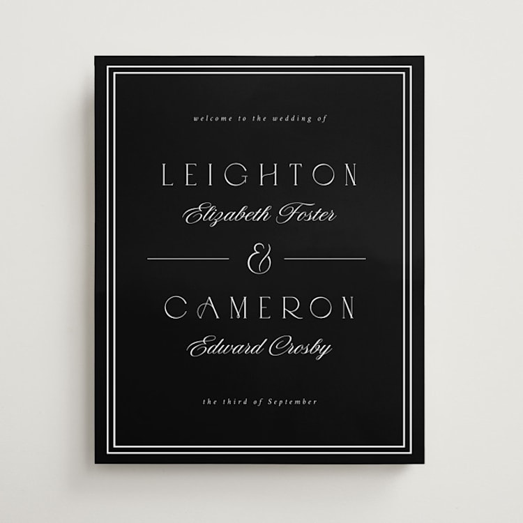 "Black Tie" - Welcome Signs in Onyx by Emily Sabol Goss - Front