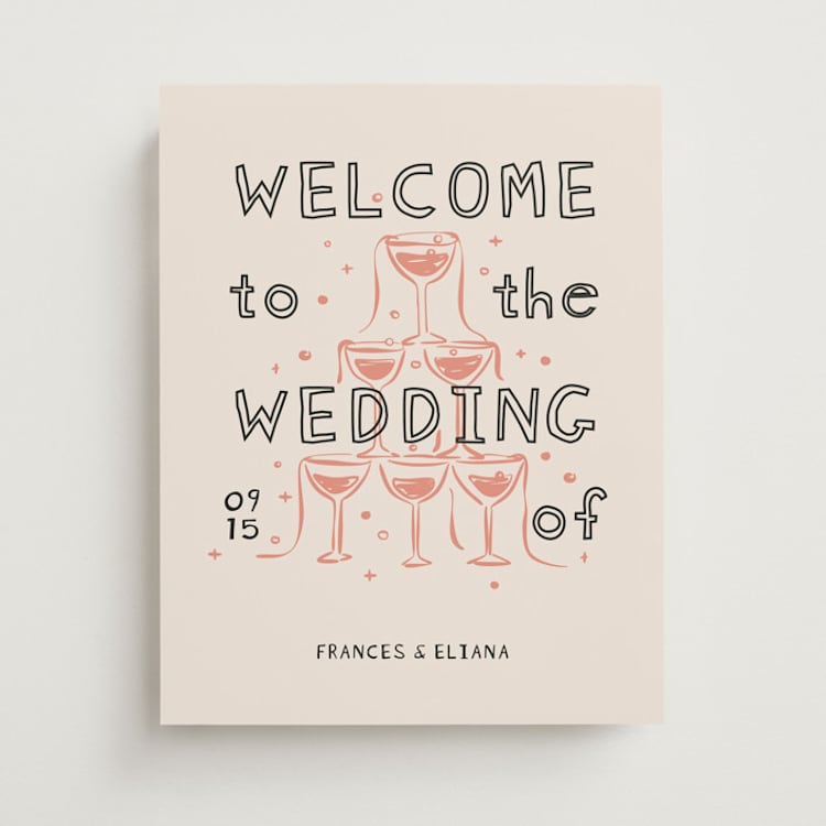 "Whimsy Champagne" - Welcome Signs in Terracotta by Zove Ahhh - Front