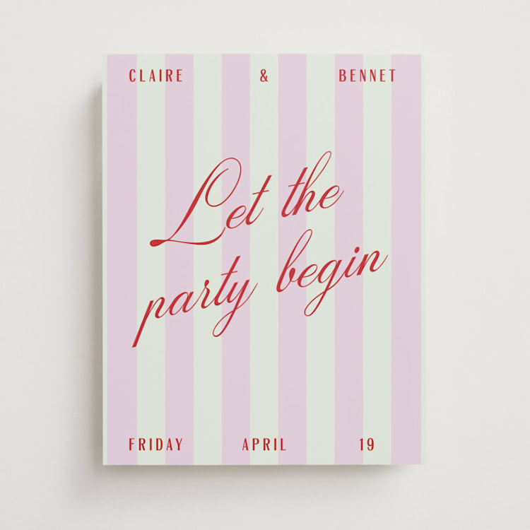 "Party Begins" - Welcome Signs in Sherbet by Pixel and Hank - Front
