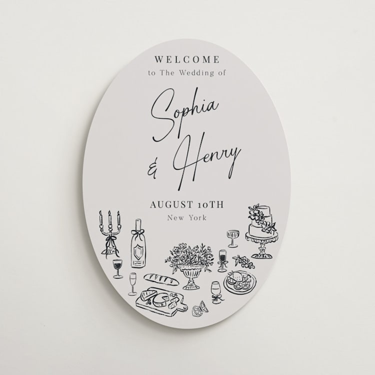 "Modern Sketch" - Welcome Signs in Noir by Elly - Front