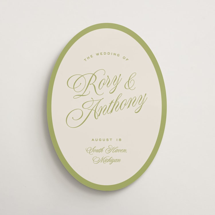"rory" - Welcome Signs in Olive by Ellen Schlegelmilch - Front
