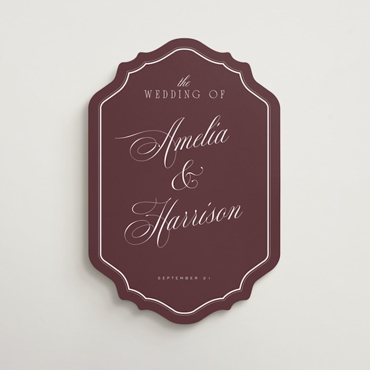 "Classic Wedding" - Welcome Signs in Cabernet by Eric Clegg - Front