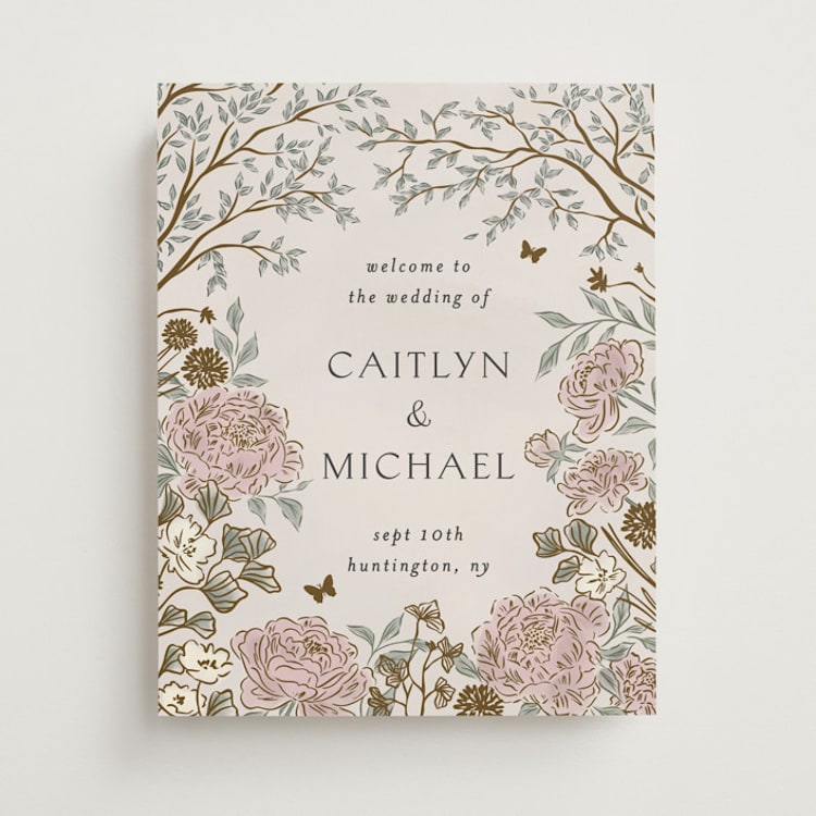 "dancing in the garden" - Welcome Signs in Blush Meadow by Grae - Front