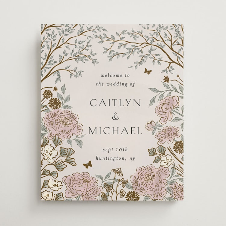 "dancing in the garden" - Welcome Signs in Blush Meadow by Grae - Front