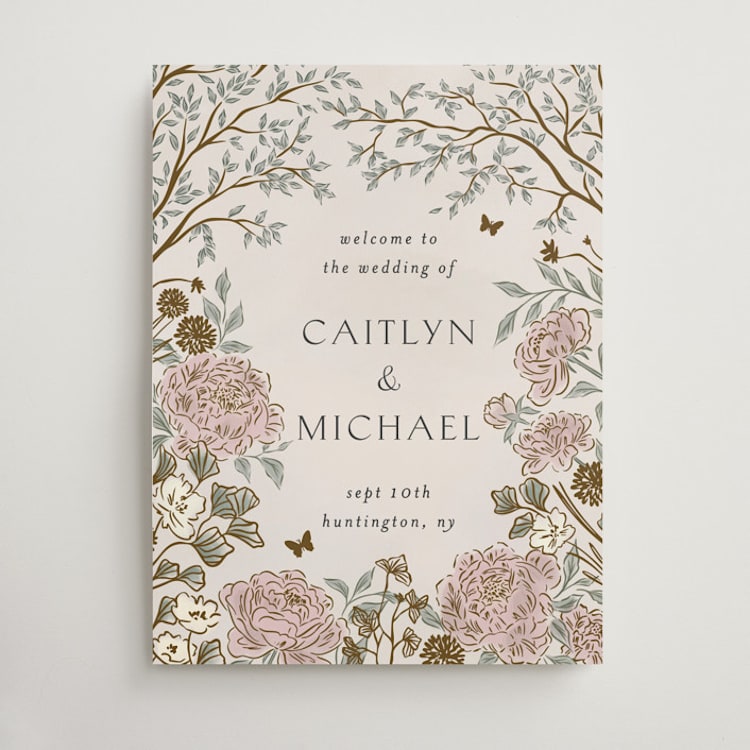 "dancing in the garden" - Welcome Signs in Blush Meadow by Grae - Front