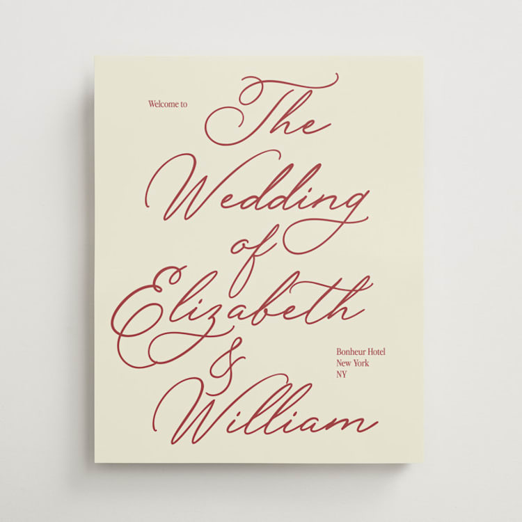 "Elizabeth" - Welcome Signs in Burgundy by Helena Vitto - Front