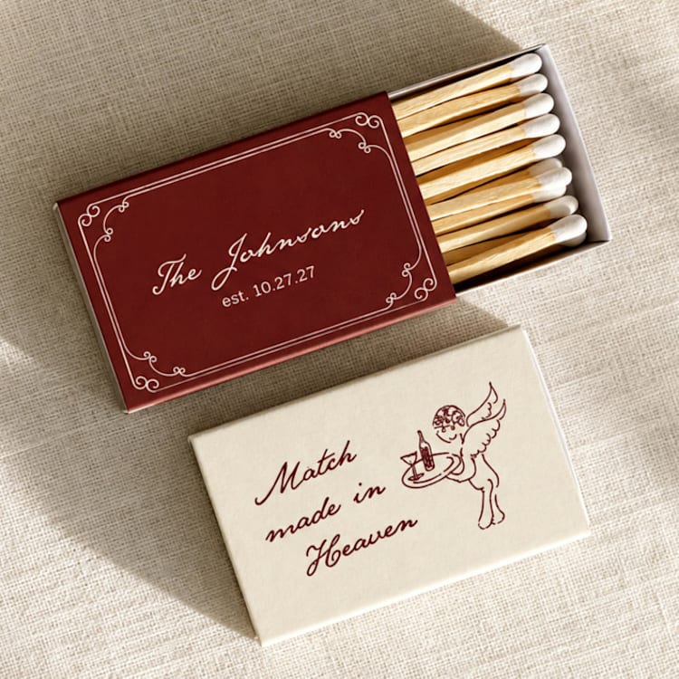 "Match Made in Heaven Customizable Matchboxes | Set of 50" - Matchbooks and Matches in red by Paper Haven