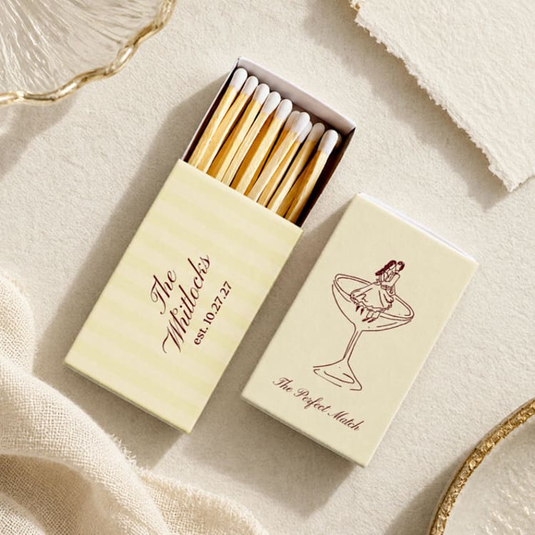 "The Perfect Match Coupe Glass Customizable Matchboxes | Set of 50" - Matchbooks and Matches in multicolorassorted-colors by Paper Haven