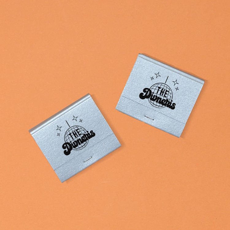 "Disco Ball Family Name Matchbooks, set of 50" - Matchbooks and Matches in silver by ForYourParty