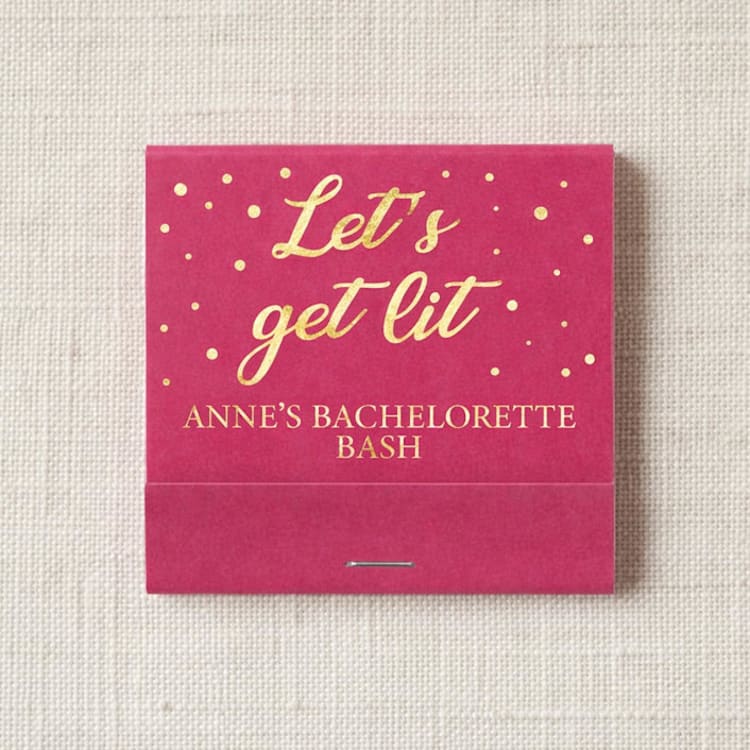 "Custom Bachelorette Matchbook (Set of 50)" - Matchbooks and Matches in pink by Papel Custom Design