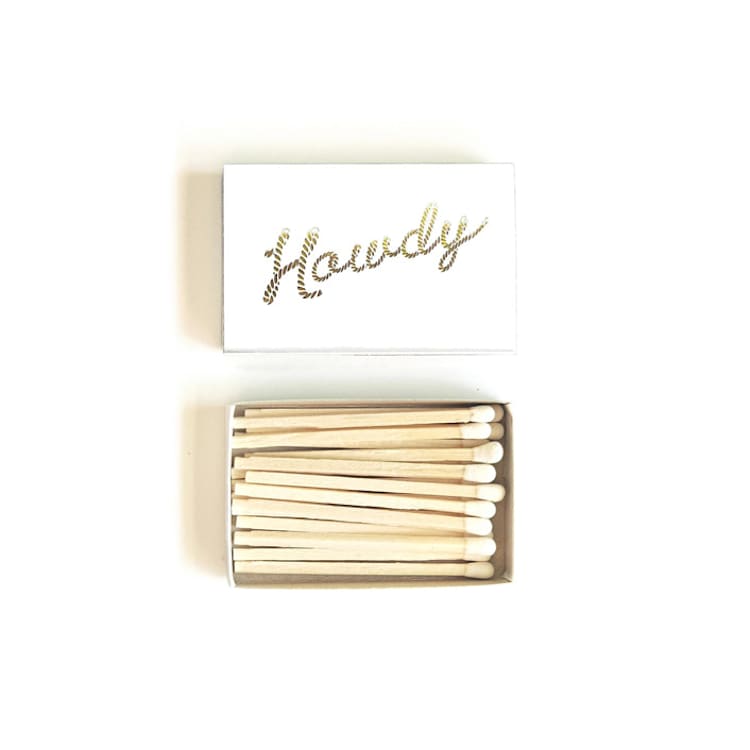 "Howdy Matchbox, Gold on White" - Matchbooks and Matches in white by Jessica Cunningham