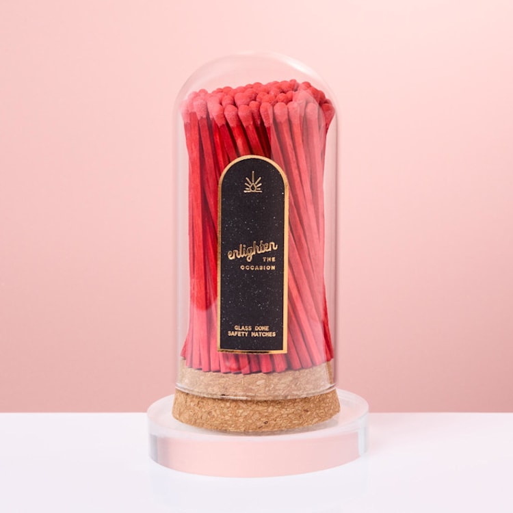 "Ruby Red Wooden Long Tip Matches in Corked Glass Dome" - Matchbooks and Matches in multicolorassorted-colors by Summer Hedglin