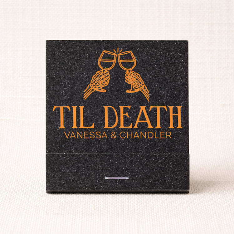 "Custom Til Death Halloween Matchbook (Set of 50)" - Matchbooks and Matches in black by Papel Custom Design