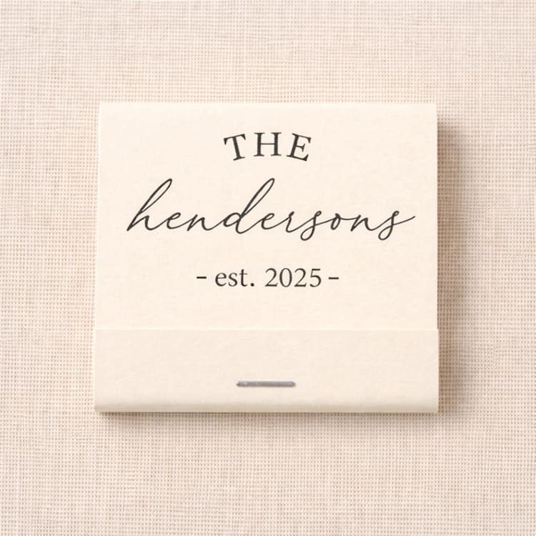 "Custom Script Name Matchbook (Set of 50)" - Matchbooks and Matches in beige by Papel Custom Design