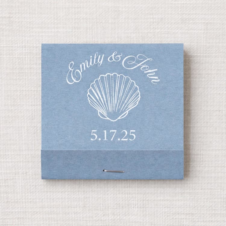 "Custom Seashell Matchbook (Set of 50)" - Matchbooks and Matches in blue by Papel Custom Design