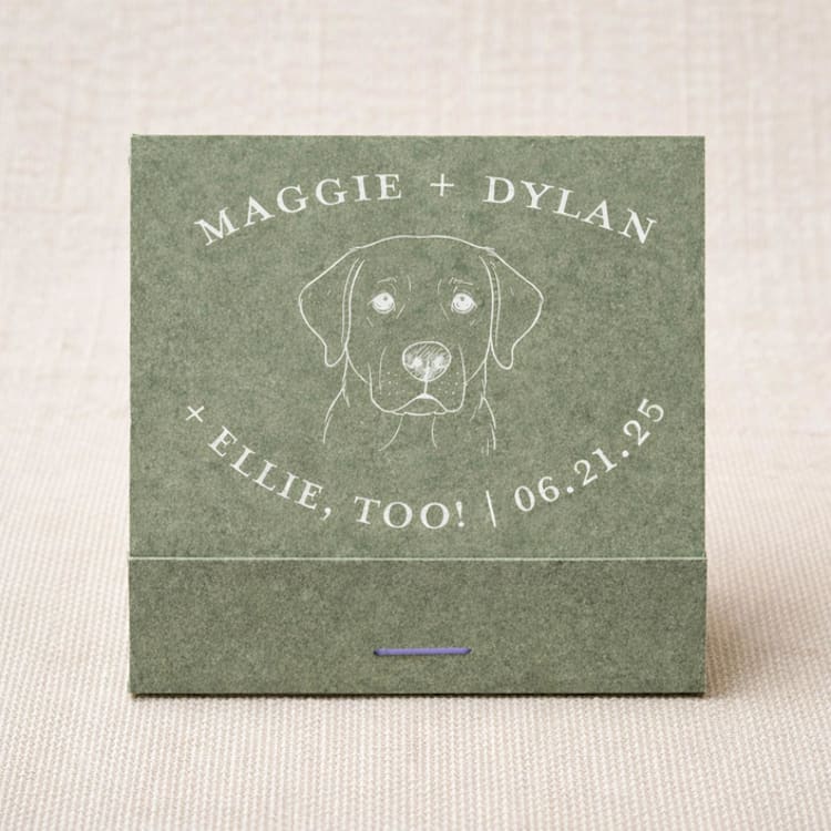 "Custom Dog Matchbook (Set of 50)" - Matchbooks and Matches in green by Papel Custom Design