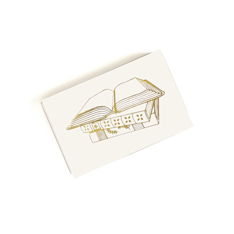 "Book Lover Matchbox, Gold on Ivory" - Matchbooks and Matches in beige by Jessica Cunningham