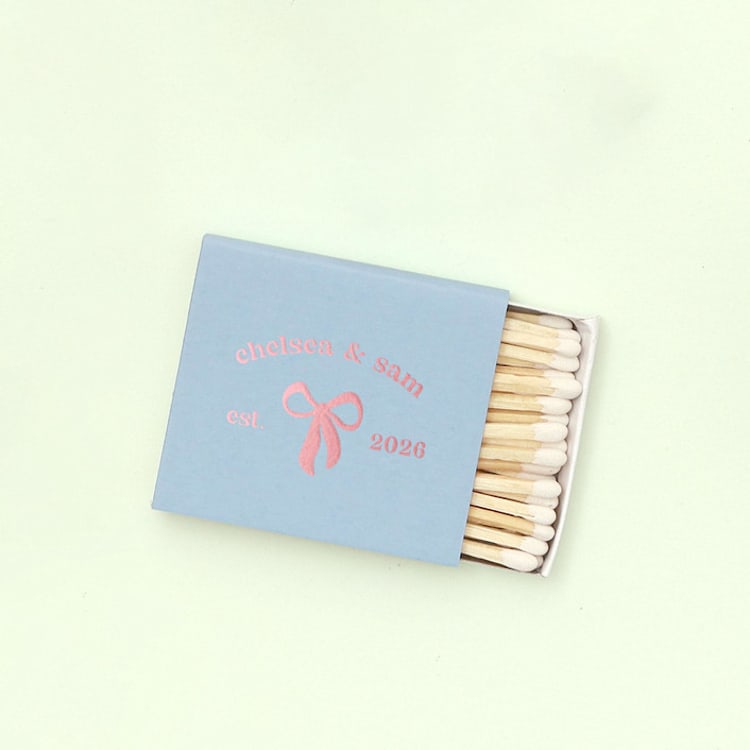 "Eternal Bond Bow Matchbox, set of 100" - Matchbooks and Matches in blue by ForYourParty