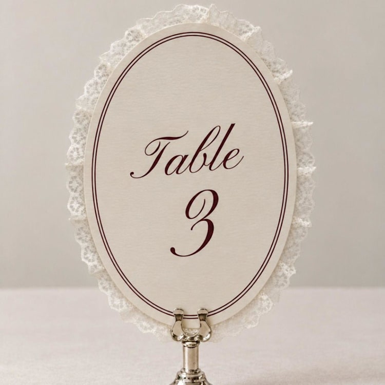 "Lace Trim Oval Table Numbers" - Table Numbers in multicolorassorted-colors by Paper Haven