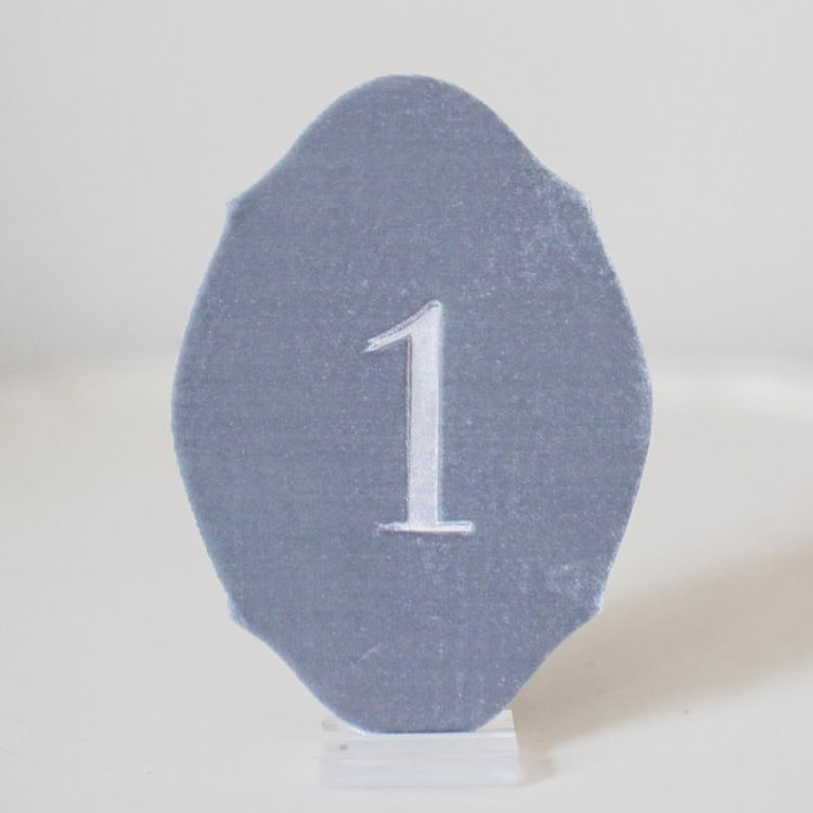 "Oval Table Number - Dove" - Table Numbers in gold by Velvet Raptor