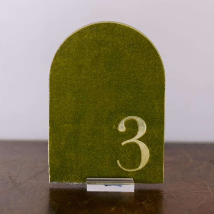 "Double Sided Table Number - Arch - Avocado" - Table Numbers in green by Velvet Raptor