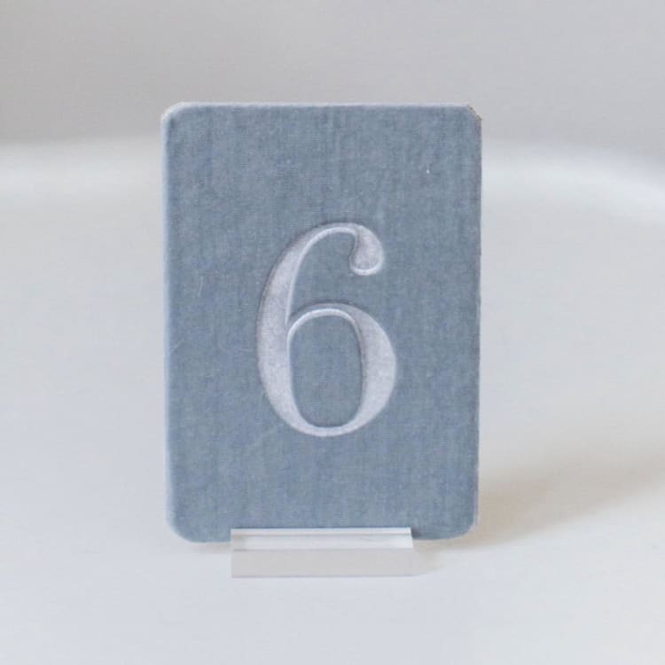 "Small Rectangle Table Number - Dove" - Table Numbers in gray by Velvet Raptor