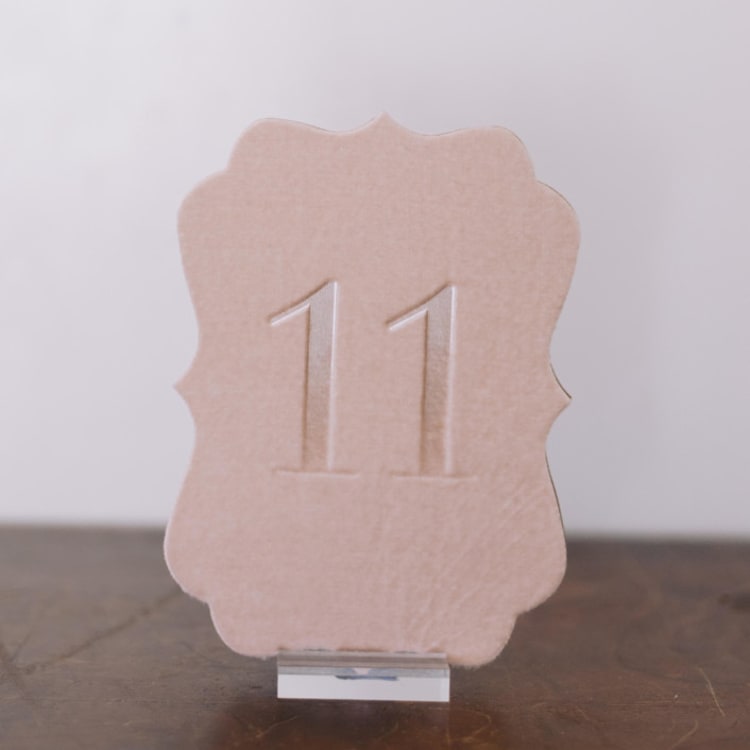 "Double Sided Table Number - Scroll - Blush" - Table Numbers in pink by Velvet Raptor