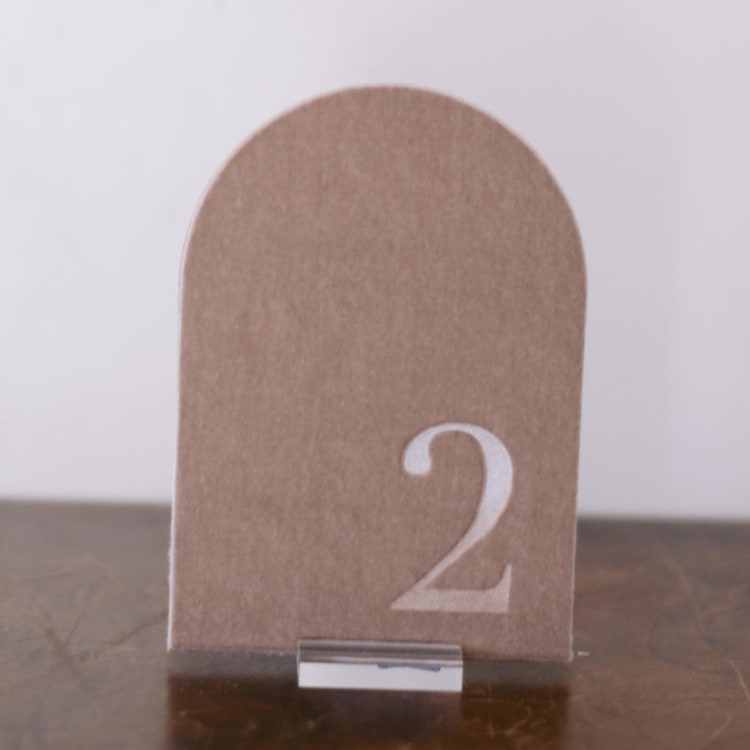 "Double Sided Table Number - Arch - Mushroom" - Table Numbers in beige by Velvet Raptor