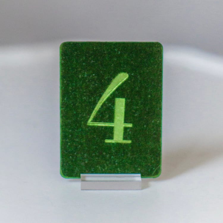 "Small Rectangle Table Number - Emerald" - Table Numbers in green by Velvet Raptor