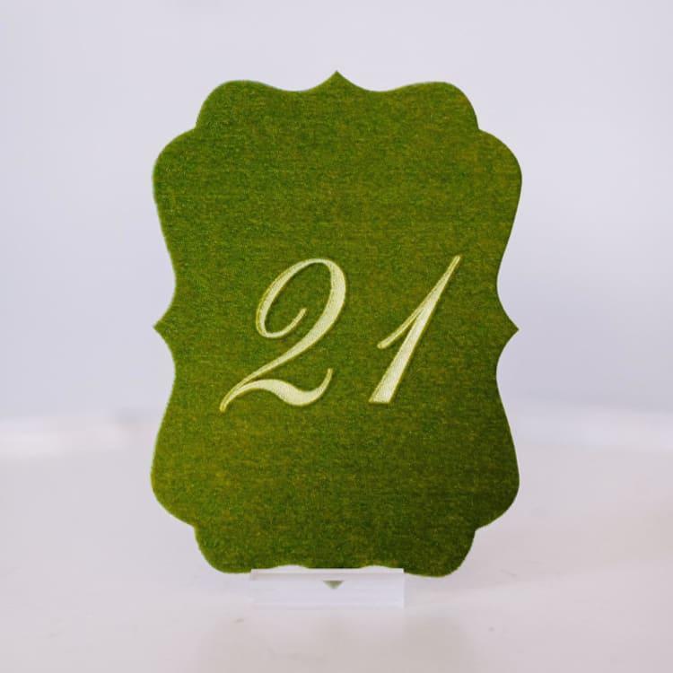 "Script Scroll Table Number - Avocado" - Table Numbers in green by Velvet Raptor